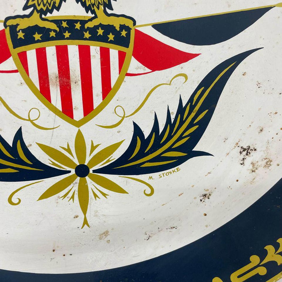 Vintage 19 Inch Tin Metal Serving Tray by Stoyke American Eagle Design - HN - Picture 2 of 4